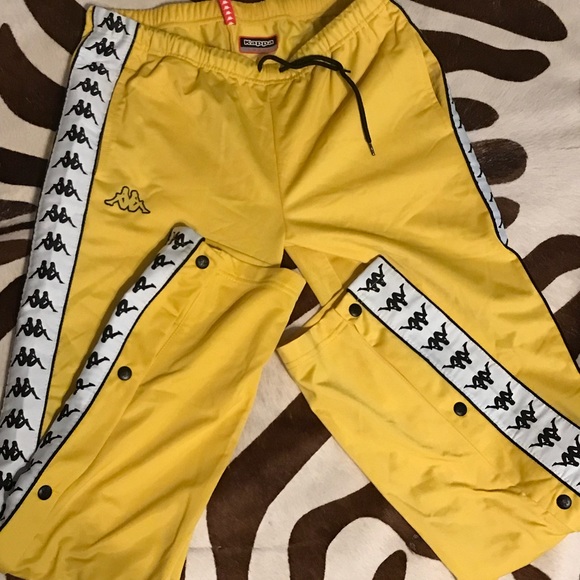 yellow kappa track pants